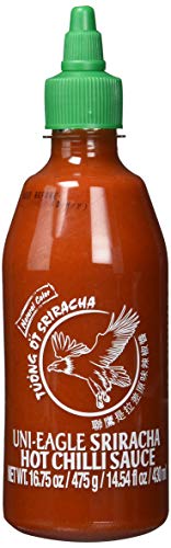 Uni-Eagle Chili Sauce Sriracha scharf – Hot Sauce mit Chilies & Knoblauch ohne Geschmacksverstärker – 2 x 475g