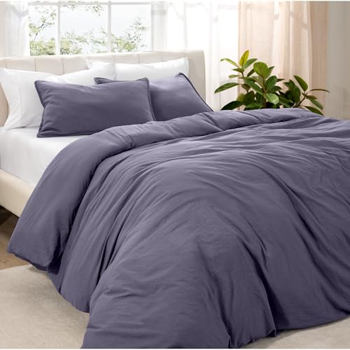 Bare Home Duvet Cover Set (Double, Sandwashed Dusty Purple)