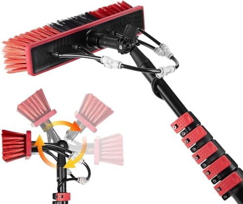 Telescopic Window Cleaner,Telescopic Cleaning Brush 3.6-10.8m Washing Kit Water-Fed Brush, Roof Solar Panel Cleaning Tools, W/Squeegee Telescopic Window Glass Cleaning Brush Pole Kit，（10.8m）