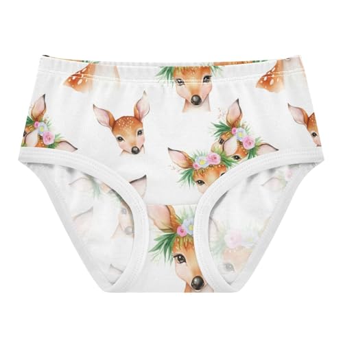 Fun Print Girls Underwear Toddlers 2t Cotton Cute Panties Girl Cute Deer Florals White Animal Kids Briefs Undies
