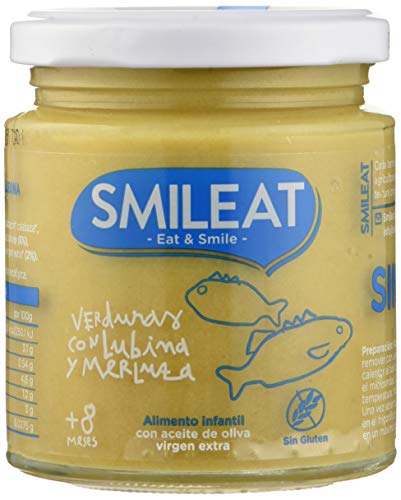 Smileat - Tarrito Ecológico con Verduras, Ingredientes Naturales, para Bebés desde 6 Meses, Sano y Saludable, sin Gluten, Sabor Verduras con Lubina y Merluza - Pack de 12 x 230g = 2760g Cover