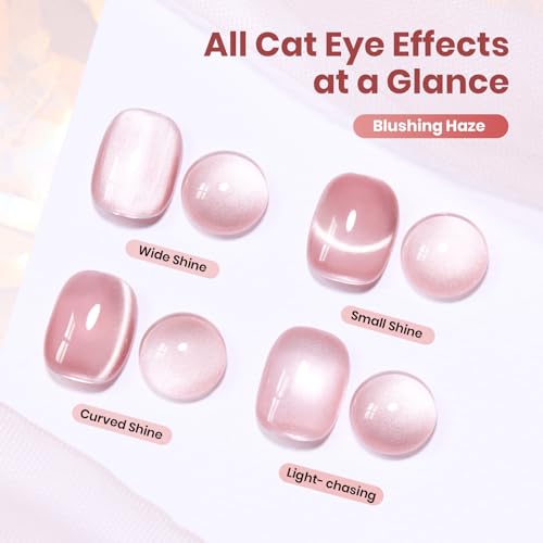 Image of Beetles Blushing Haze Pink Cat Eye Gel Nail Polish - 15ML Full Size Gel Polish Glitter Pink Cat Eye Magnetic Translucent Glassy Effect Soak Off UV French Nail Art Manicure Gift for Wome