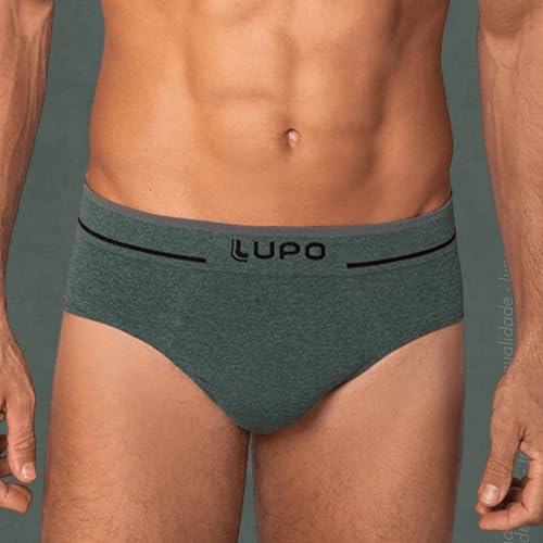LUPO Cueca Slip Poliamida Sem Costura Fio Texturizado Masculino Adulto, Oliva, GG