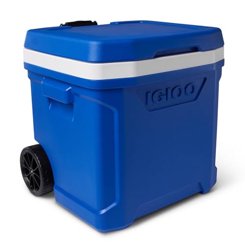 Igloo Cooler with Wheels, Profile II 28 Qt Hard Sided Ice Chest – Portable Insulated Container with Leak-Proof Design for Outdoor Use