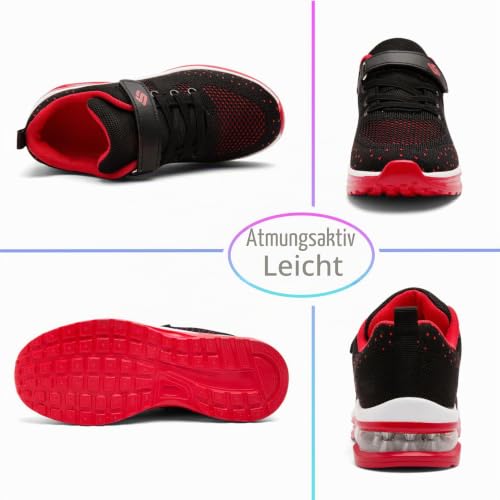 Unitysow Kinder Sneakers Jungen Turnschuhe Laufschuhe Mädchen Hallenschuhe Outdoor Sportschuhe Atmungsaktiv Leicht Tennisschuhe,Rot,Gr.38