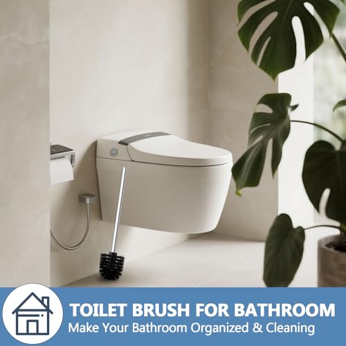 WC Bürsten Schwarz Ø 6,5cm,4 Stück, Klobürste Schwarz mit Edelstahlgriff,Toilettenbürste für das Badezimmer,Praktisches Toilettenbürstenset für eine gründliche WC-Reinigung,Edelstahl-WC-Bürsten