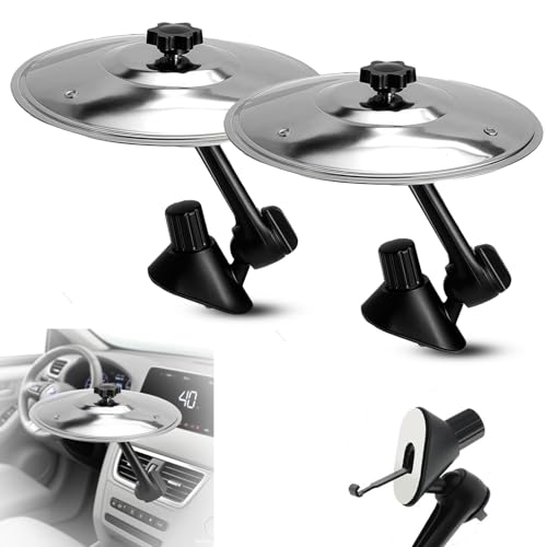 2PCS Mini Car Drum Cymbal Air Vent, Car Symbol Drum Air Vent Decoration, Car Crash Cymbal, Funny Music Car Accessories for Drummers & Music Lovers (Silver)