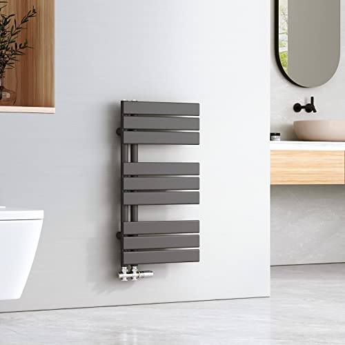 EMKE Radiador de Toallas, con conexión Lateral, 762x400 mm, radiador de baño, Soporte para Toallas, Calefactor de Toallas, calefacción de baño, Color Antracita, 360 vatios