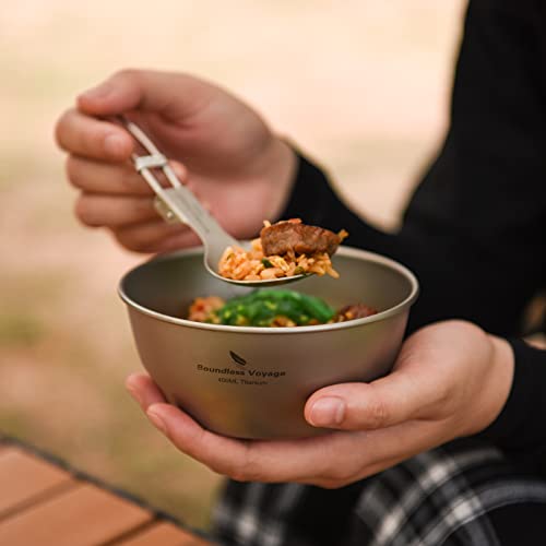 Boundless Voyage Ultralight Titanium Bowl Pan Plate Dish With Carry Bag Outdoor Camping Portable Tableware Cookware ((400Ml Bowl)-Ti15163B) #TOP3