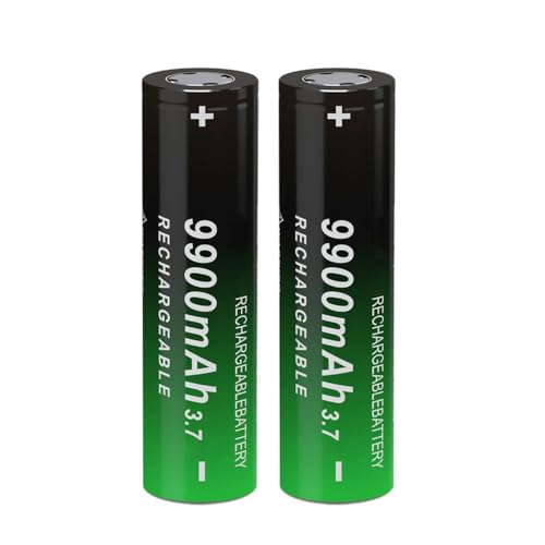 2 Pack 3,7 Pilas Recargables Ni-MH, 9900mAh Cabeza Plana Bateria Recargable, N-MH Flat Top Alta Capacidad Batería para Linternas, Cámaras, Ventiladores Pequeños y Luces de Jardín
