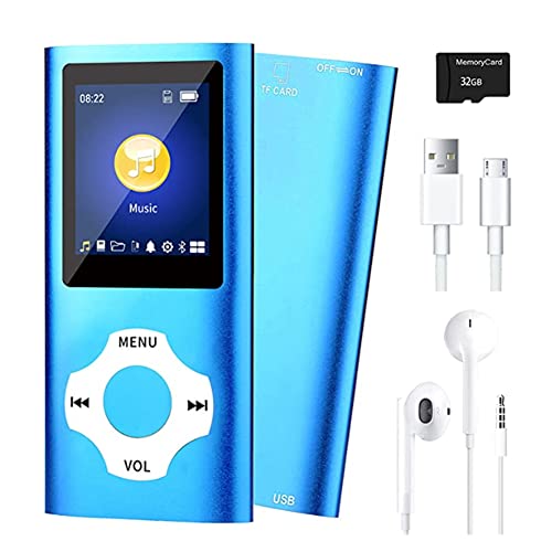 Steowsey Lecteur de Musique MP3 avec Bluetooth 5.0, Lecteur de Musique HiFi Portable Visionneuse Vidéo/Photo pour Enfants (Bleu)