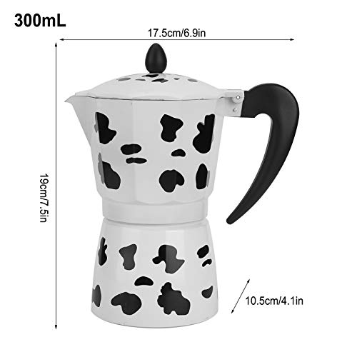 Moka Pot Coffee Maker, Aluminium Stovetop Portable Espresso Maker Moka Coffee Pot With Heat Resistant Handles Milk Cow Pattern For Home Coffee Shop Use(6 Cup, 300Ml) #TOP3