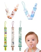 ZEXIJOW 5 PCS Schnullerketten Baumwolle Schnullerketten,Baby Schnullerkettenclips,Schnullerband,Schnullerketten für Mädchen und Jungen,Schnuller,Geflochtene Schnullerkette
