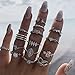 Produktbild IYOU Vintage-Edelstein-Ring-Set, Silber, Kristall, Stapelring, Boho, Blume, Mond, Mittelring, Schmuck für Frauen und Mädchen (15 Stück)