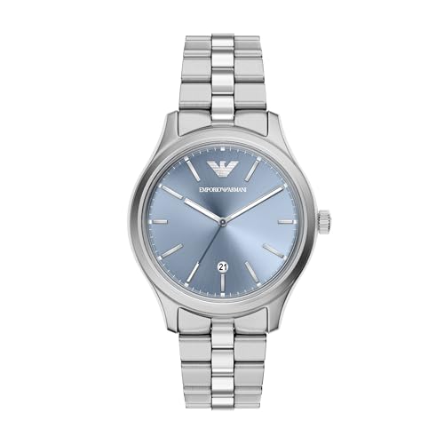 Emporio Armani Hombre Reloj de 41MM de Acero Inoxidable Tono Plateado, AR11748
