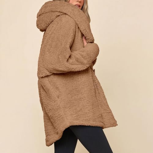 Sherpa Jacket Women Fleece Cardigan Hooded Loose Warm Coat Winter 2026 - image 4