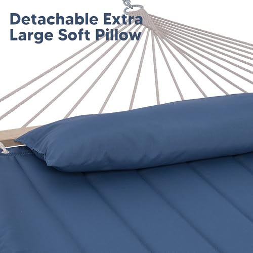 Image of SUNCREAT 2 Person Free Standing Hammock with 15 ft Stand, 475 lbs Capacity, Backyard Hammock with Stand, Navy