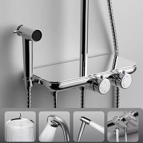 Robinet de douche réglable avec douchette à main multifonction 4 jets intégrés