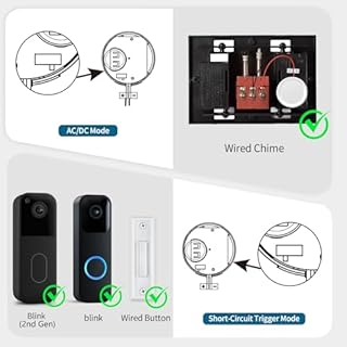 Wireless Doorbell Chime Compatible Blink Video Doorbell/Blink Video Doorbell(2nd gen)/Doorbell Button/Wired Doorbell Chime, Doorbell Extender To Use With Existing Wired 58 Chimes and 656Ft