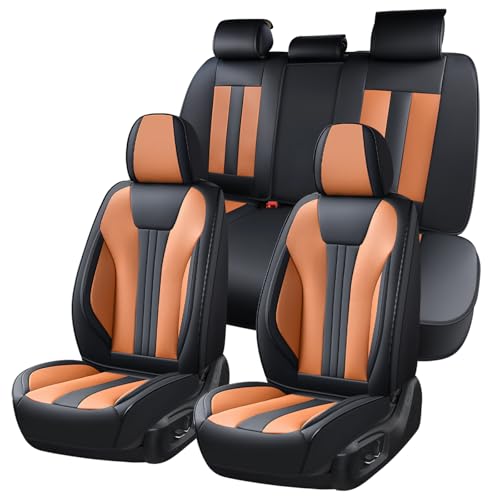 Huidasource Universal Car Seat Covers, Luxury Waterproof Faux Leather, Airbag Compatible, Easy to Install, Full Access to Seat Functions, Stain & Wear Resistant for Daily Driving, Brown & Black by Huidasource - Used condition - US$133.17