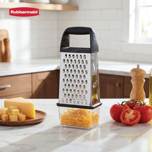 Rubbermaid EZ Grip Box Grater, Stainless Steel Cheese Grater & Container - BPA Free Multi-Surface Cheese Shredder & Food Grater for all Vegetables | Graters for Kitchen -Non-Slip Base, Dishwasher Safe - image 7