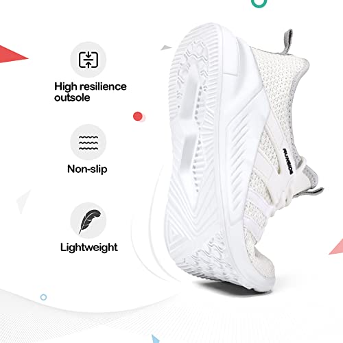 Runside Boys Girls Tennis Shoes Kids Lightweight Breathable Sneakers Lace-Up Running Athletic Shoes For Toddler/Little Kid/Big Kid White thumb #2