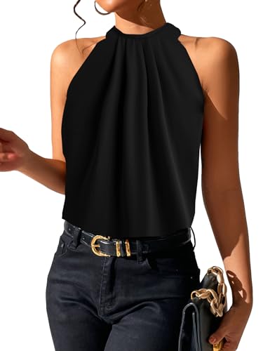 SOLY HUX Women's Halter Tops Tank Top Summer Casual Sleeveless Tunic Blouses