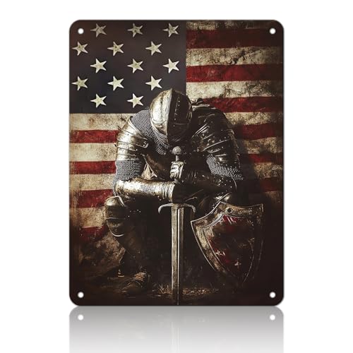 KIYOYO Panneau en métal vintage avec drapeau américain - Peinture en fer - Décoration murale rétro pour maison, club, bar, bar, 30,5 x 40,6 cm
