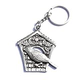 Hastings Pewter Company Lead Free Pewter Bird Keychain Birdhouse Made in Michigan key chain