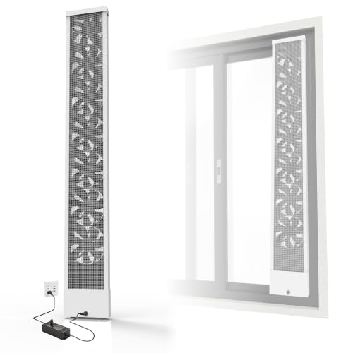 Image of 43.3-45.3 Inch White Vertical Window Fan for Sliding Windows Exhaust Only | Fits Window Top and Bottom Inner Frames, Tool-Free Setup with Variable Speeds, for Small Smoky Spaces Pet Areas