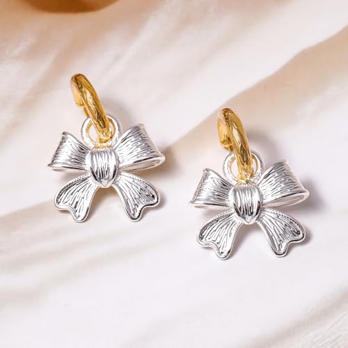 Image of Rubans Hoop Drop Earrings Gold Plated Stylish Trendy Jewellery Gift for Women & Girls
