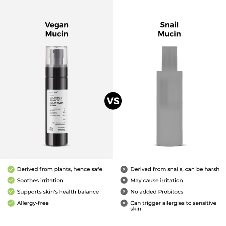 Brillare Vegan Mucin Power Repair Essence | Ceramide & Probiotics Serum for Hydration, Elasticity & Skin Barrier | For All Skin Types (100ML)