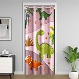 richhome Cortina de puerta de dinosaurio para puerta o ventana, 86 x 203 cm, con aislamiento térmico, separadores temporales de habitaciones, animales de la selva, cocotero, palmera, dinosaurio