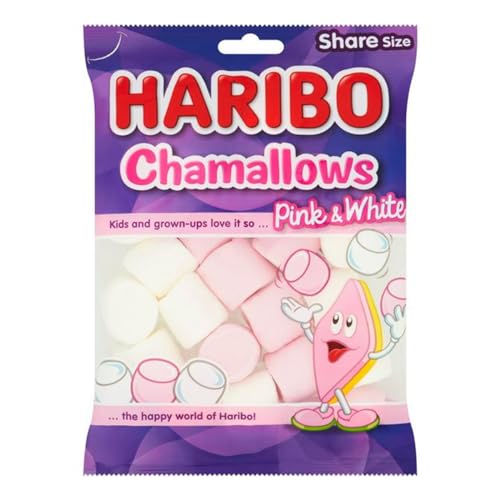 HARIBO Chamallows Pink & White Marshmallows – Soft & Fluffy Delight, Loved by All Ages, 140g