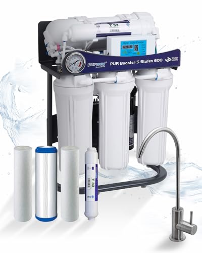 Système d'osmose inverse Pure Booster 5 niveaux 600 GPD Direct Flow + kit de filtres de rechange