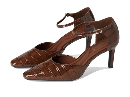 Anne Klein Women's Rosalind Ankle-Strap Pump, Brown Croc, 7 M