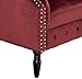 GDFStudio Melaina Tufted Chesterfield Velvet Loveseat with Scrolled Arms, Garnet and Dark Brown