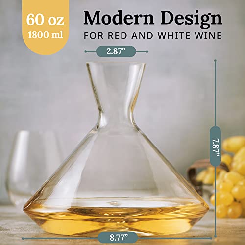 Wine Decanter – Hand-Blown Crystal Wine Carafe – Elegant Modern Pouring Vessel For Hosting Parties – Wine Aerator For Better Wine Experience (60 Oz) #TOP1
