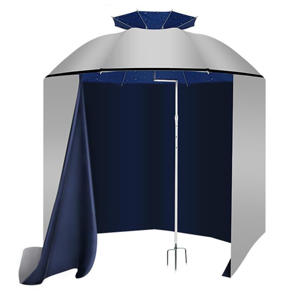 EMENAR Sombrilla Con Inclinación, Sombrillas De Pesca De 2,2m Sombrilla De Playa Con Pared Lateral, Toldo De Sombrilla Altura Ajustable Para Camping Picnic Pesca