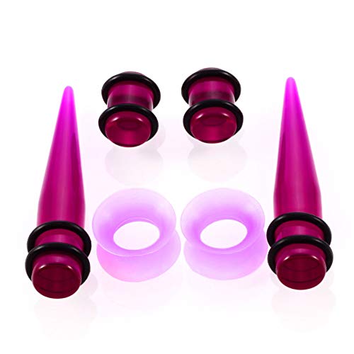 JieyueJewelry 50 Pieces Ear Stretching Kit 14G-00G Acrylic Tapers and Plugs + Silicone Tunnels - Ear Gauges Expander Set Body Piercing Jewelry - Image 5