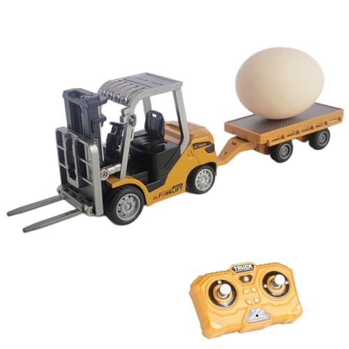 RC Forklift,Remote Control Construction Vehicle,Remote Control Forklift Toy with Trailer, Alloy Shell,Movable Front Fork,Sounds,Lights,1:64 Scale 2.4Ghz RC Desktop Cars for Kids Boys Childrens Adults