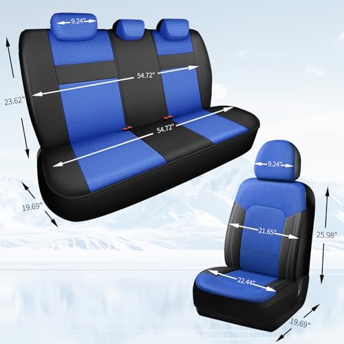 Image of HChengkikz Front Car Seat Covers, Air Mesh, Breathable (Black + Blue)