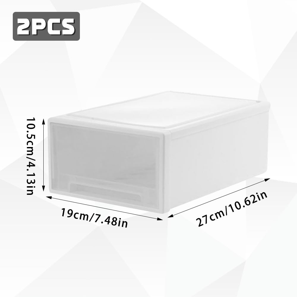 2 scatole portaoggetti impilabili in plastica, per cassetto, armadio, garage, camera da letto, ufficio