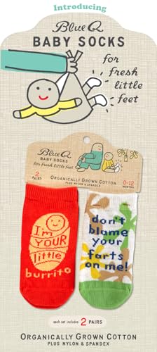 Blue Q Funny Baby Socks 2 Pairs - Gender Neutral Cute Baby Socks for 0-12 Months, Organically Grown Cotton, Newborn Essential4