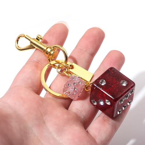 Image of 8 Ball Dice Charm Keychain - Cute Bag Purse Handbag Accessories - Y2K Aesthetic Key Chain for Women Men