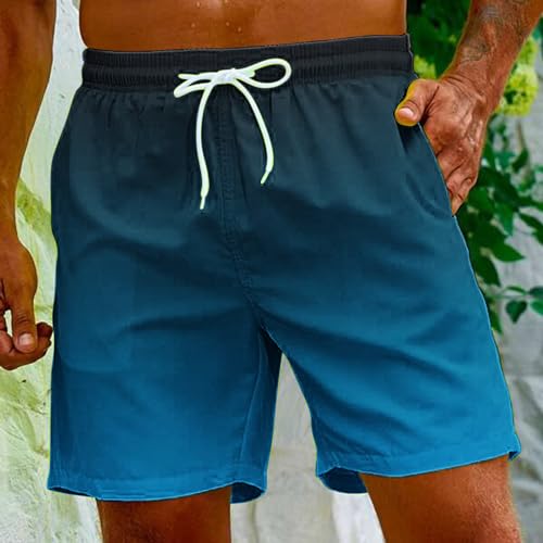 Generic Mens Swim Trunk Summer Beach Shorts Drawstring Elastic Waist Shorts Gradient Shorts Lightweight Quick Dry Shorts2
