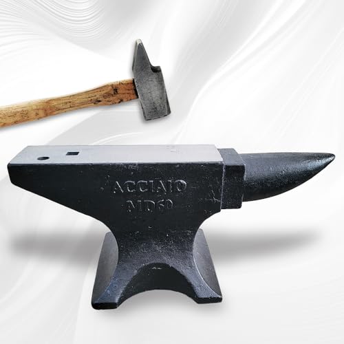 Anvils for Blacksmithing, 132 Lbs Cast Steel Anvil Stand with Round Horn and Flat Top, High Hardness HRC 55 Surface, Stable Base for Shaping Forging and Bending Metal, Premium Blacksmith Tool
