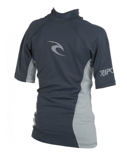 Rip Curl Boys Youth Classic Short Sleeve Wave Lycra Rash Guard (Charcoal, 2)