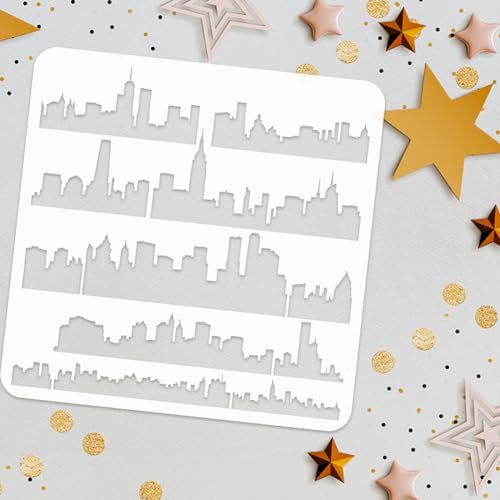 FINGERINSPIRE Layered City Silhouette Stencil - Image 3