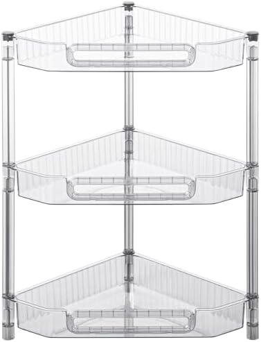 Amazon.com: HYBRIDEAS 3-Tier Corner Shelf Organizer for Bathroom Counter Skincare and Makeup ...